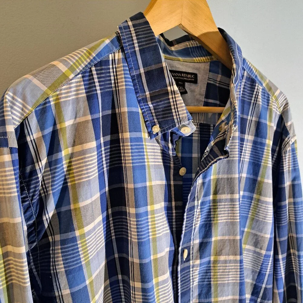 Banana Republic Men's XXL Tall Soft Washed Tailored Slim Fit Button Down Shirt